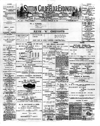 cover page of Sutton Coldfield and Erdington Mercury published on February 28, 1903