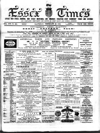 cover page of Essex Times published on February 28, 1880