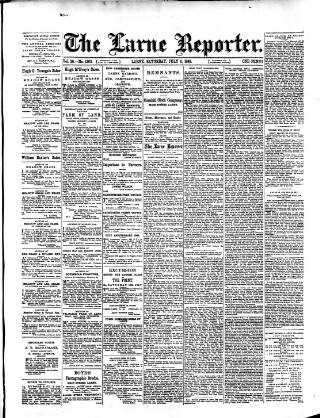 cover page of Larne Reporter and Northern Counties Advertiser published on July 6, 1889