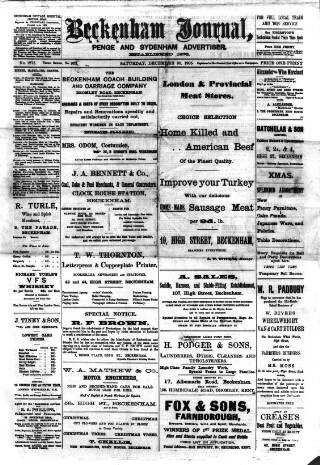 cover page of Beckenham Journal published on December 30, 1905
