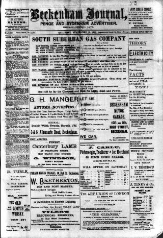 cover page of Beckenham Journal published on September 18, 1909
