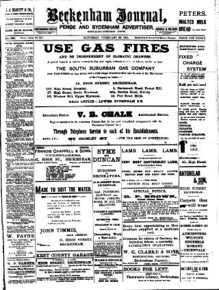 cover page of Beckenham Journal published on February 28, 1914