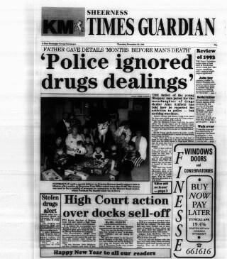 cover page of Sheerness Times Guardian published on December 30, 1993
