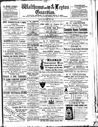 cover page of Walthamstow and Leyton Guardian published on December 30, 1892