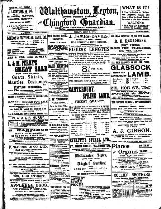 cover page of Walthamstow and Leyton Guardian published on July 6, 1906