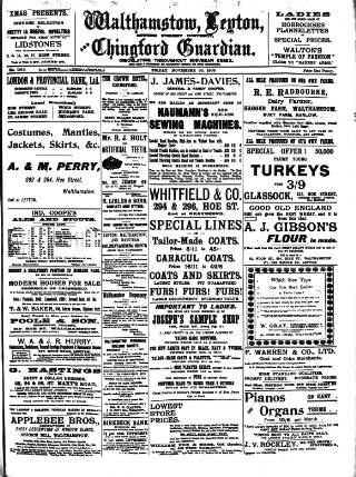 cover page of Walthamstow and Leyton Guardian published on November 30, 1906