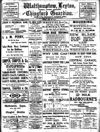 cover page of Walthamstow and Leyton Guardian published on May 29, 1914