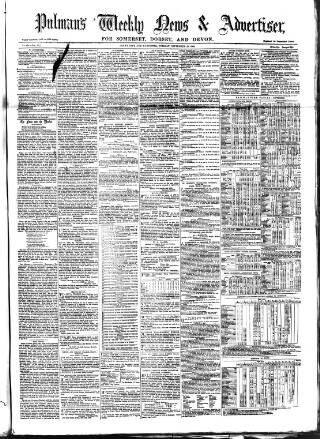 cover page of Pulman's Weekly News and Advertiser published on September 18, 1866