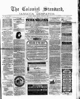 cover page of Colonial Standard and Jamaica Despatch published on February 28, 1885