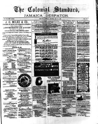 cover page of Colonial Standard and Jamaica Despatch published on May 29, 1886