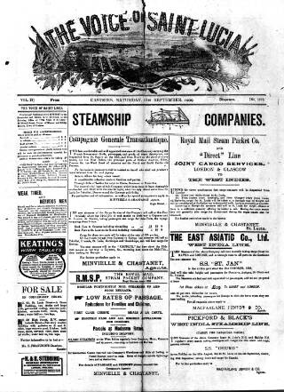 cover page of Voice of St. Lucia published on September 18, 1909