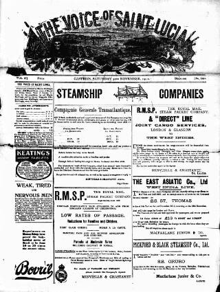 cover page of Voice of St. Lucia published on November 30, 1912