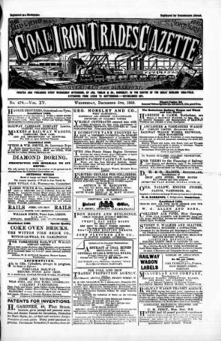 cover page of Midland & Northern Coal & Iron Trades Gazette published on December 5, 1883