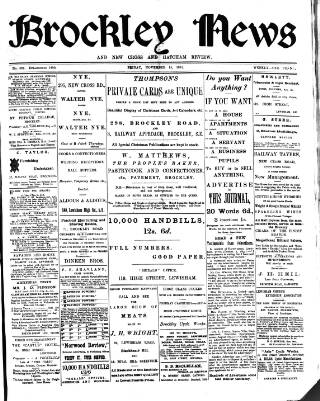 cover page of Brockley News published on November 15, 1895