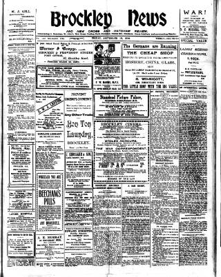 cover page of Brockley News published on September 18, 1914