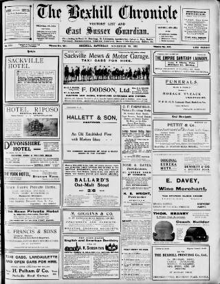 cover page of Bexhill-on-Sea Chronicle published on November 30, 1912