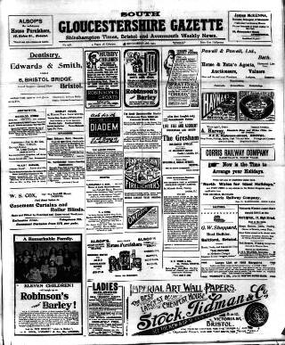 cover page of South Gloucestershire Gazette published on September 18, 1914