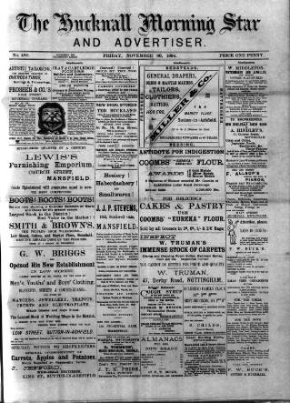 cover page of Hucknall Morning Star and Advertiser published on November 30, 1894
