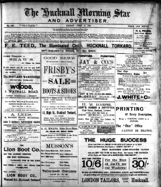 cover page of Hucknall Morning Star and Advertiser published on July 6, 1906