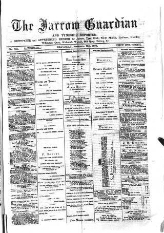 cover page of Jarrow Guardian and Tyneside Reporter published on September 18, 1875