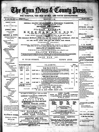 cover page of Lynn News & County Press published on July 6, 1878