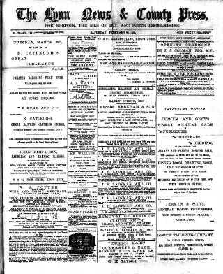 cover page of Lynn News & County Press published on February 28, 1891