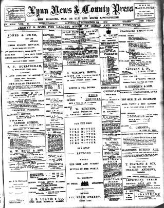 cover page of Lynn News & County Press published on November 30, 1907