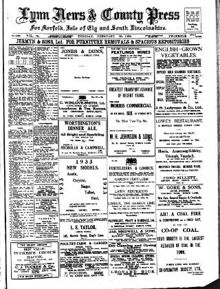 cover page of Lynn News & County Press published on February 28, 1933