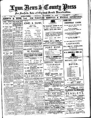 cover page of Lynn News & County Press published on November 15, 1938