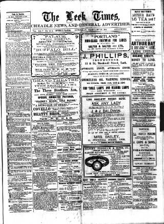 cover page of Leek Times published on February 28, 1914