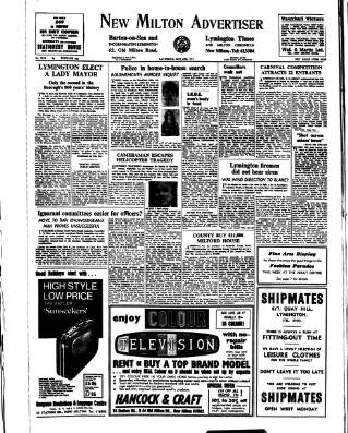 cover page of New Milton Advertiser published on May 29, 1971