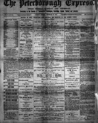 cover page of Peterborough Express published on December 30, 1884