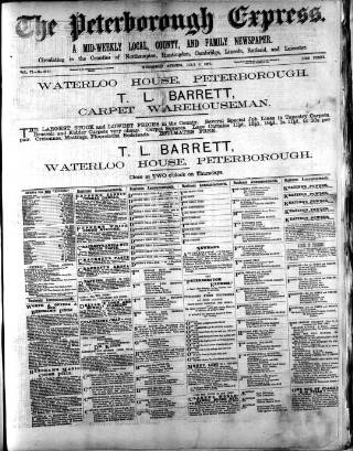 cover page of Peterborough Express published on July 6, 1887