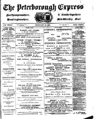 cover page of Peterborough Express published on February 28, 1894