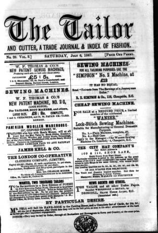cover page of Tailor & Cutter published on July 6, 1867