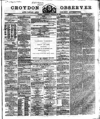 cover page of Croydon Observer published on December 30, 1864