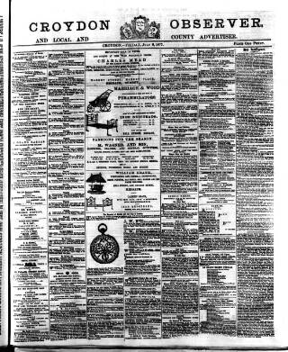 cover page of Croydon Observer published on July 6, 1877