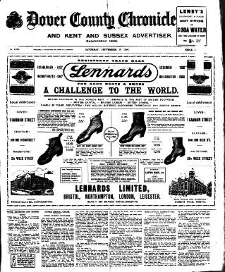 cover page of Dover Chronicle published on September 18, 1920
