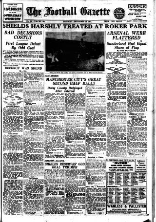 cover page of Football Gazette (South Shields) published on September 18, 1937