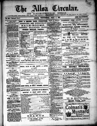cover page of Alloa Circular published on July 6, 1881