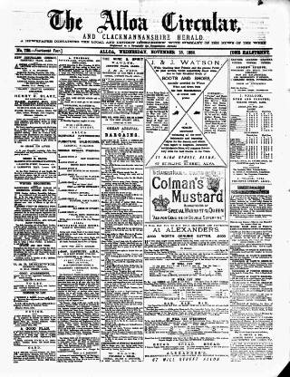 cover page of Alloa Circular published on November 15, 1882