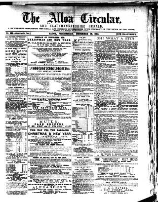cover page of Alloa Circular published on December 30, 1885