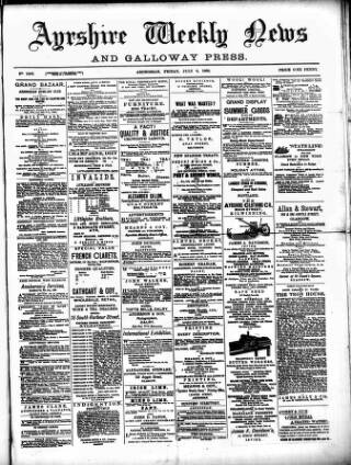 cover page of Ayrshire Weekly News and Galloway Press published on July 6, 1888