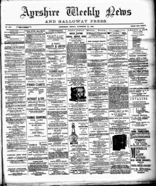cover page of Ayrshire Weekly News and Galloway Press published on November 30, 1888