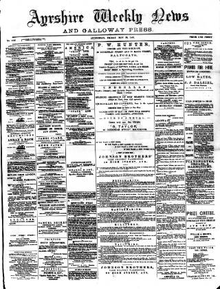 cover page of Ayrshire Weekly News and Galloway Press published on May 29, 1891