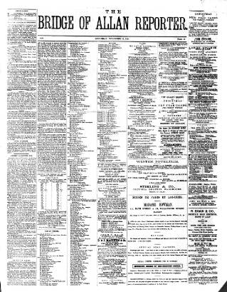 cover page of Bridge of Allan Reporter published on November 15, 1884