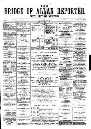 cover page of Bridge of Allan Reporter published on July 6, 1889