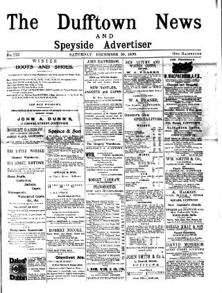 cover page of Dufftown News and Speyside Advertiser published on December 30, 1899