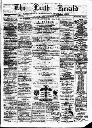 cover page of Leith Herald published on November 15, 1879