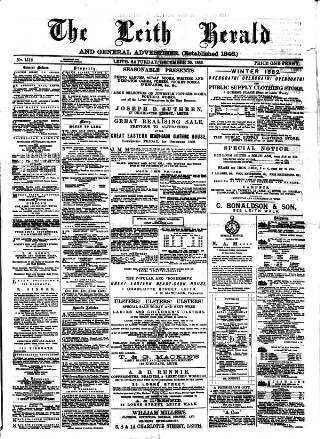 cover page of Leith Herald published on December 30, 1882